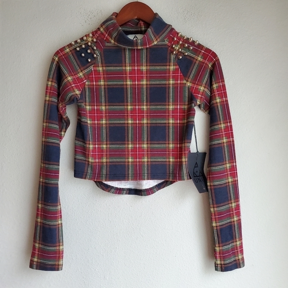 UNIF Plaid Bummer Crop Top size S NWT